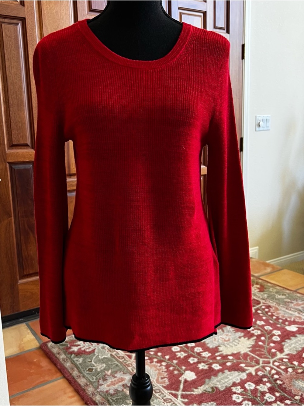 Vince Camuto Red Ribbed Knit Sweater